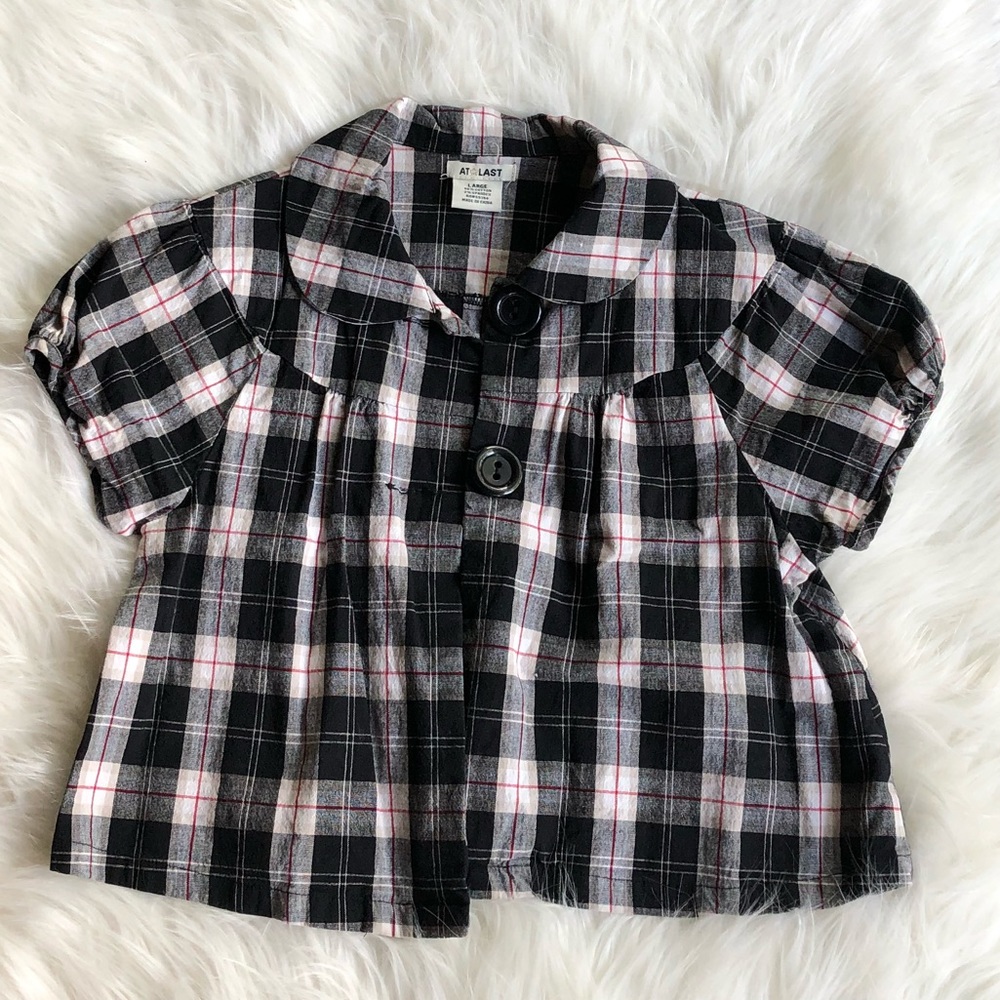 Black Plaid Short Sleeve Jacket
